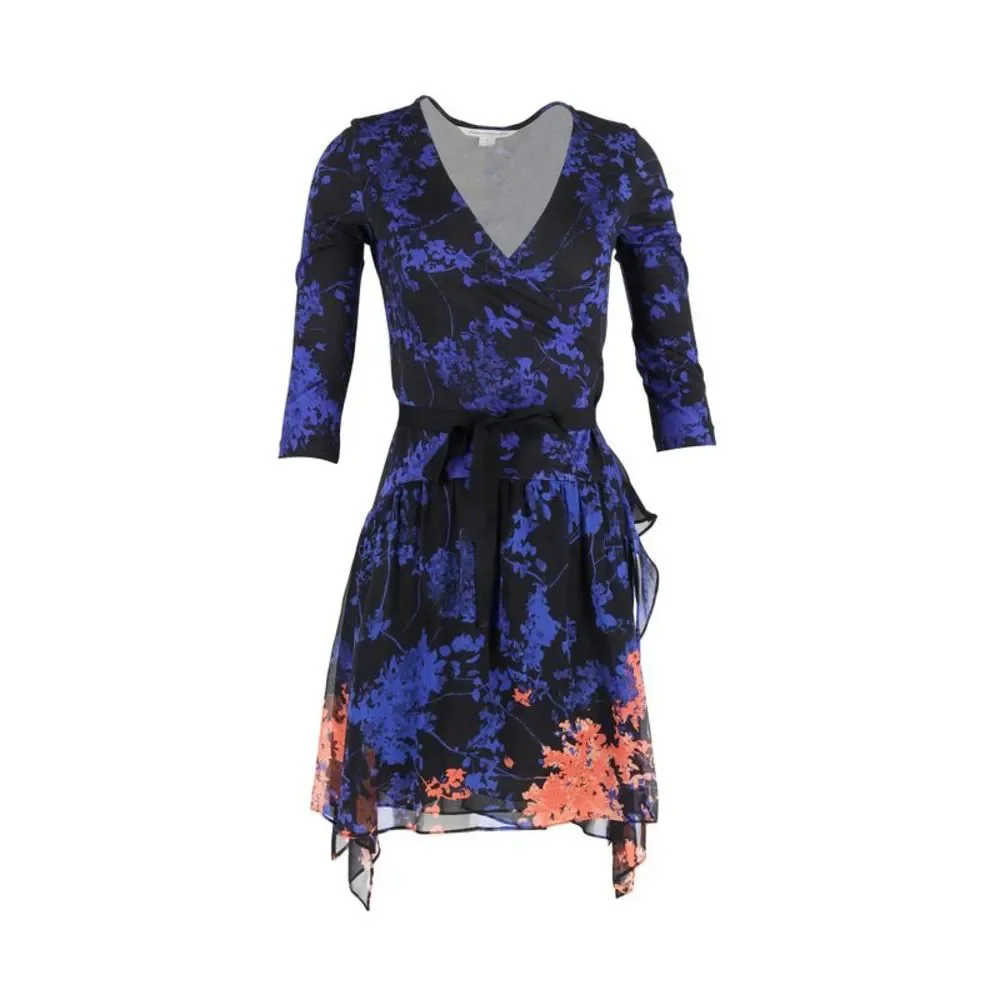 Diane Von Furstenberg Riviera Printed Wrap Dress in Multicolor Silk